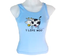 David & Goliath Small Tank Top Vtg Y2K I Love Moo Cow Junior's Women's EUC