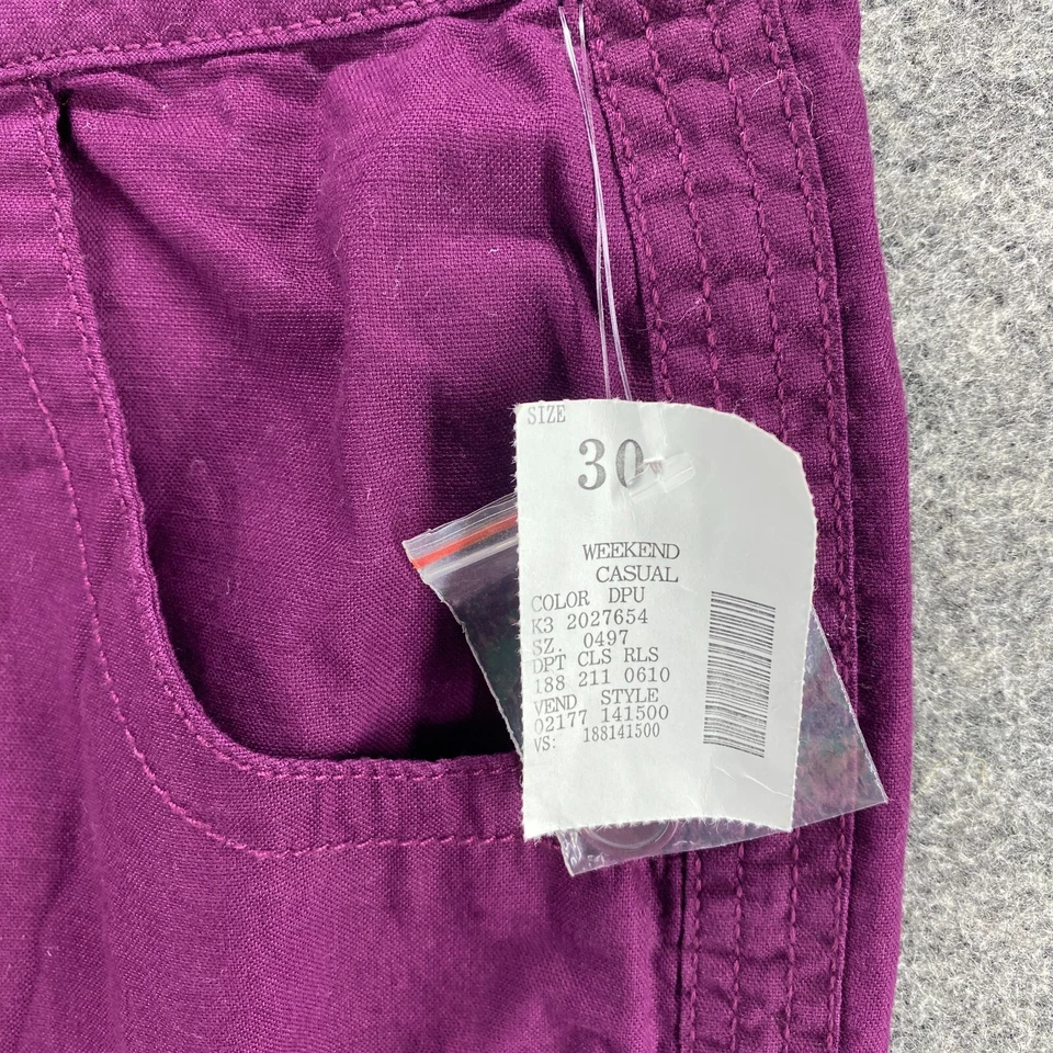 New Fashion Bug Shorts Women 30 Plus Purple High Rise Chino Cotton Pockets - Image 3 of 4