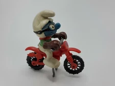 Smurfs Motocross Smurf 40231 Vintage Figure Motorcycle Toy PVC Figurine Schlumpf