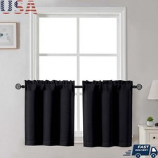 Kitchen Blackout Curtain Panels Dual Hanging Light Filtering Noise Reduction New