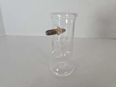 Shot Glass with Real .308 Bullet 2oz And Has Finger Hole Unique Barware Gift