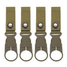 4-Pack Portable Water Bottle Ring Holder Hanging Buckle Clip Khaki