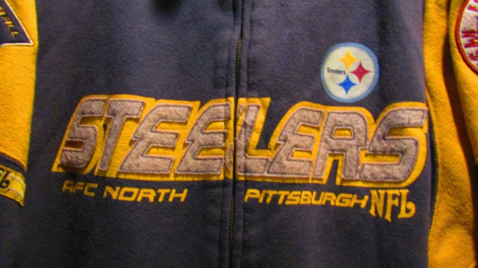 Y2K NFL Pittsburgh Steelers No Huddle Sol Desteñido Envejecido Cremallera Sudadera con Capucha Chaqueta Foto 2 de 4