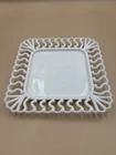 Vintage Westmoreland Square Milk Glass Reticulated Lacy Edge Plate 8.5”