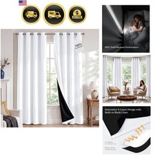 100 Blackout Window Curtain Panels, Cold and Full Light Blocking Drapes with...