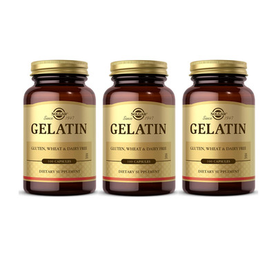 Solgar Gelatin Supplement Capsules with Calcium Carbonate, 100ct (LOT OF 3)