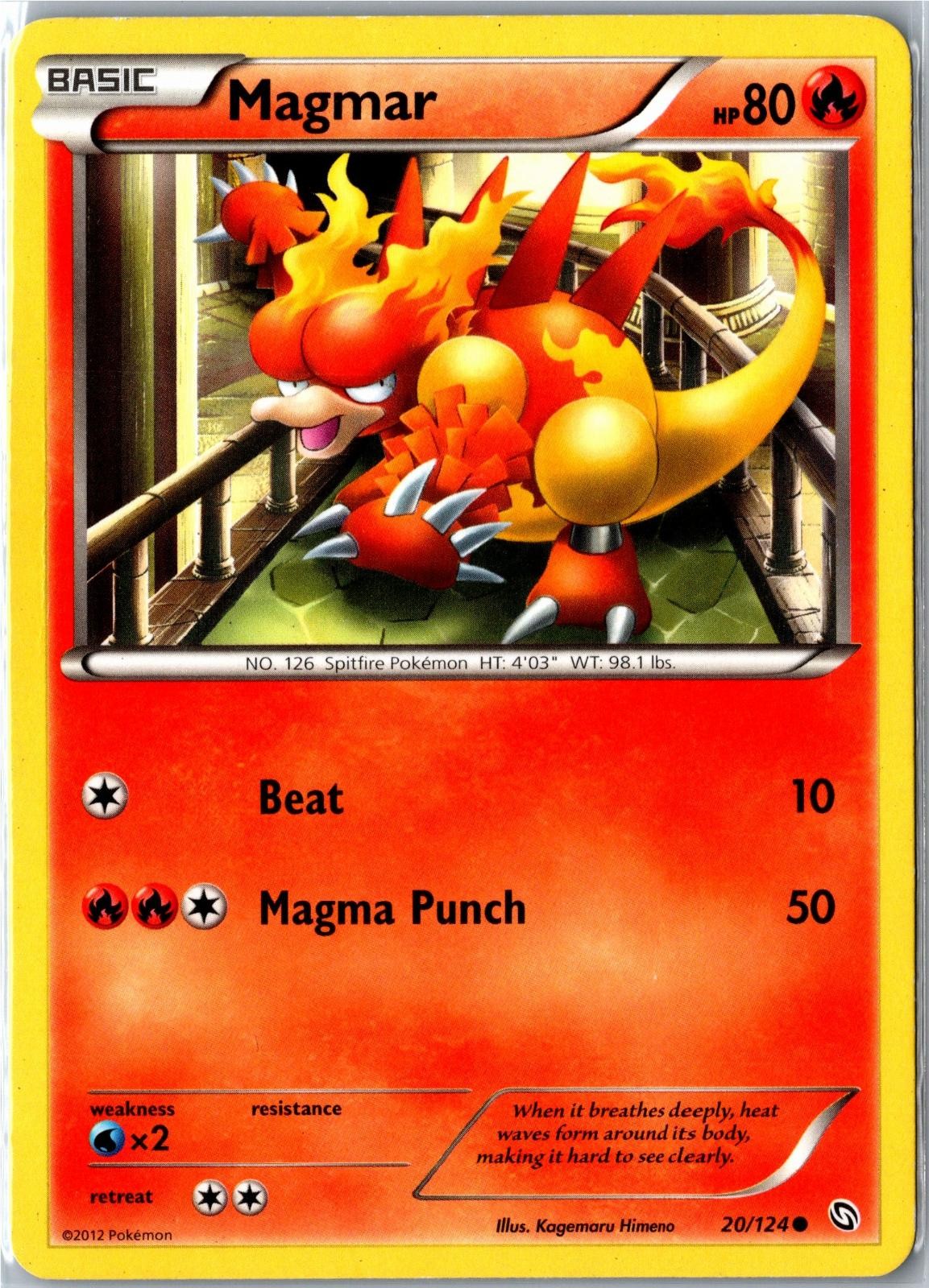 Pokemon Card - Magmar 20/124 Dragons Exalted Common Heavily Played