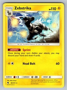Zebstrika 82/214 Rare Lost Thunder Pokemon Card