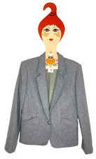 Vintage 1970s gray wool jacket blazer S M COLLEGE TOWN long sleeve disco era