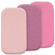 Organic Muslin Bassinet Fitted Sheets - 3-Pack for Standard Sizes 32x16x4