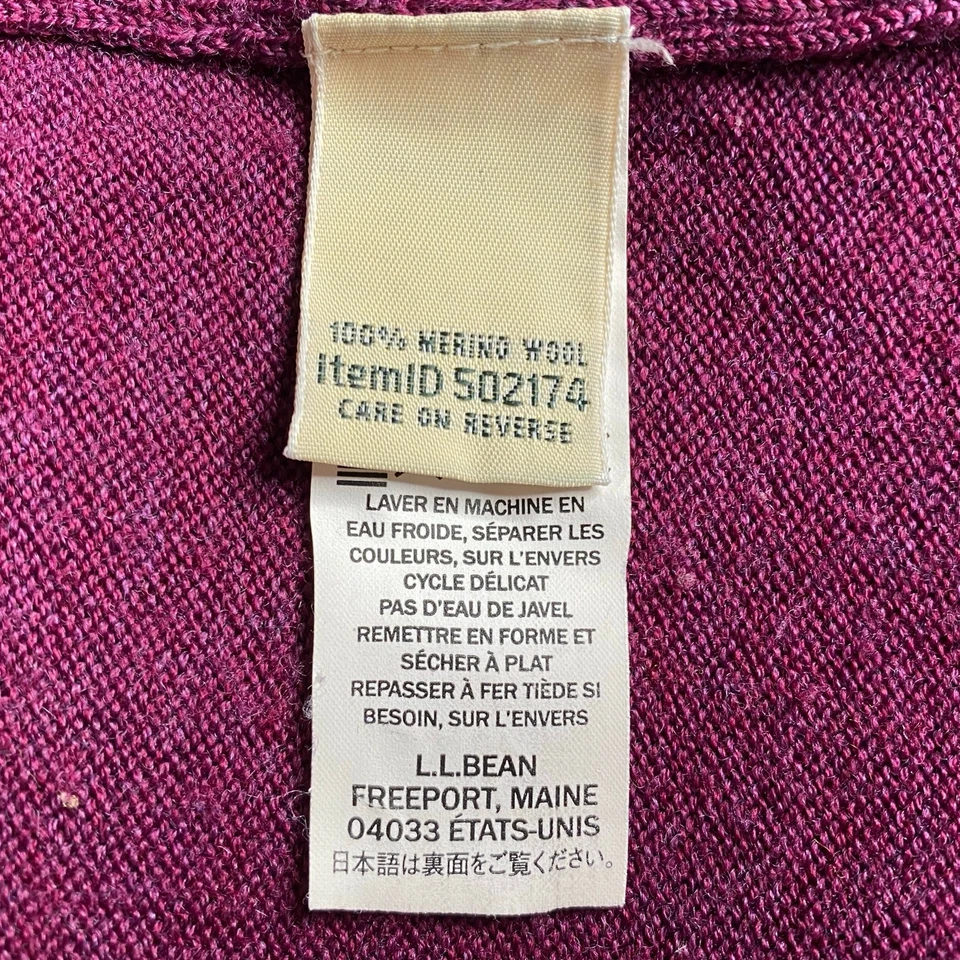 L.L. Bean Merino Wool Sweater Purple Rounded Hem Jewel Tone Medium Preppy - Image 4 of 4
