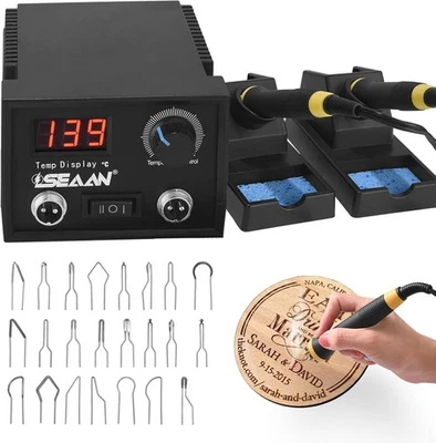 VUSDDY Brandmalmaschine 60W LCD Holzbrenner 0-850°C für Holz Brandmalkolben Brandmaler