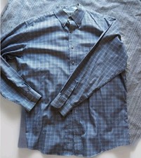 Jos. A. Bank Traveler's Dress Shirt Mens L Blue Brown Check Button Down Collar