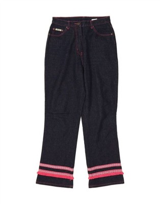 JOHN F GEE Womens Straight Jeans EU 42 Large W28 L31 Navy Blue Fair Isle AE15