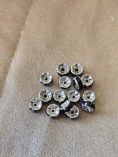 Lot of 15 Rhinestone Rondelle Spacer Beads, black in Silver Base Metal, 7mm