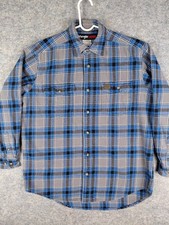 Wrangler Riggs Workwear Short Sleeve Work Shirt Men's Size XL Blue Gray Plaid