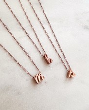Rose Gold Initial Necklace A-Z Letter Necklace Rose Gold Necklace Personalized