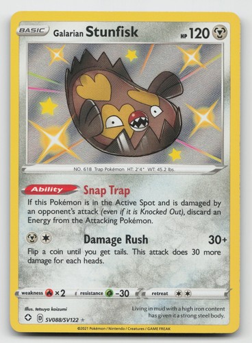 Galarian Stunfisk Shiny Holo Rare Shining Fates: Shiny Vault SV088/SV122 NM
