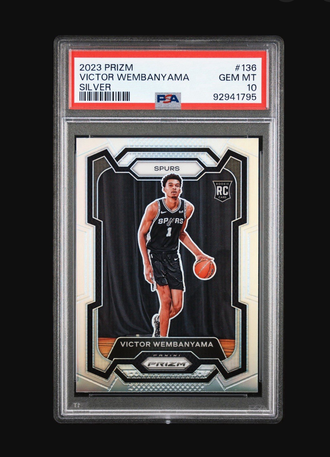 2023 Panini Prizm Victor Wembanyama Silver Prizm Rookie PSA 10 RC Spurs #136