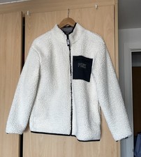 Victoria Secret PINK Grey Cream Black Reversible Zip Jacket Size S Small UK 8 10