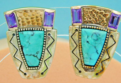 Carolyn Pollack Roderick Tenorio Sterling and 14k Gold Multi-Stone Earrings