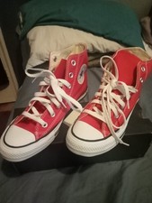 Image of Converse Chuck Taylor All Star High top trainers Red White Unisex Uk size 5.5