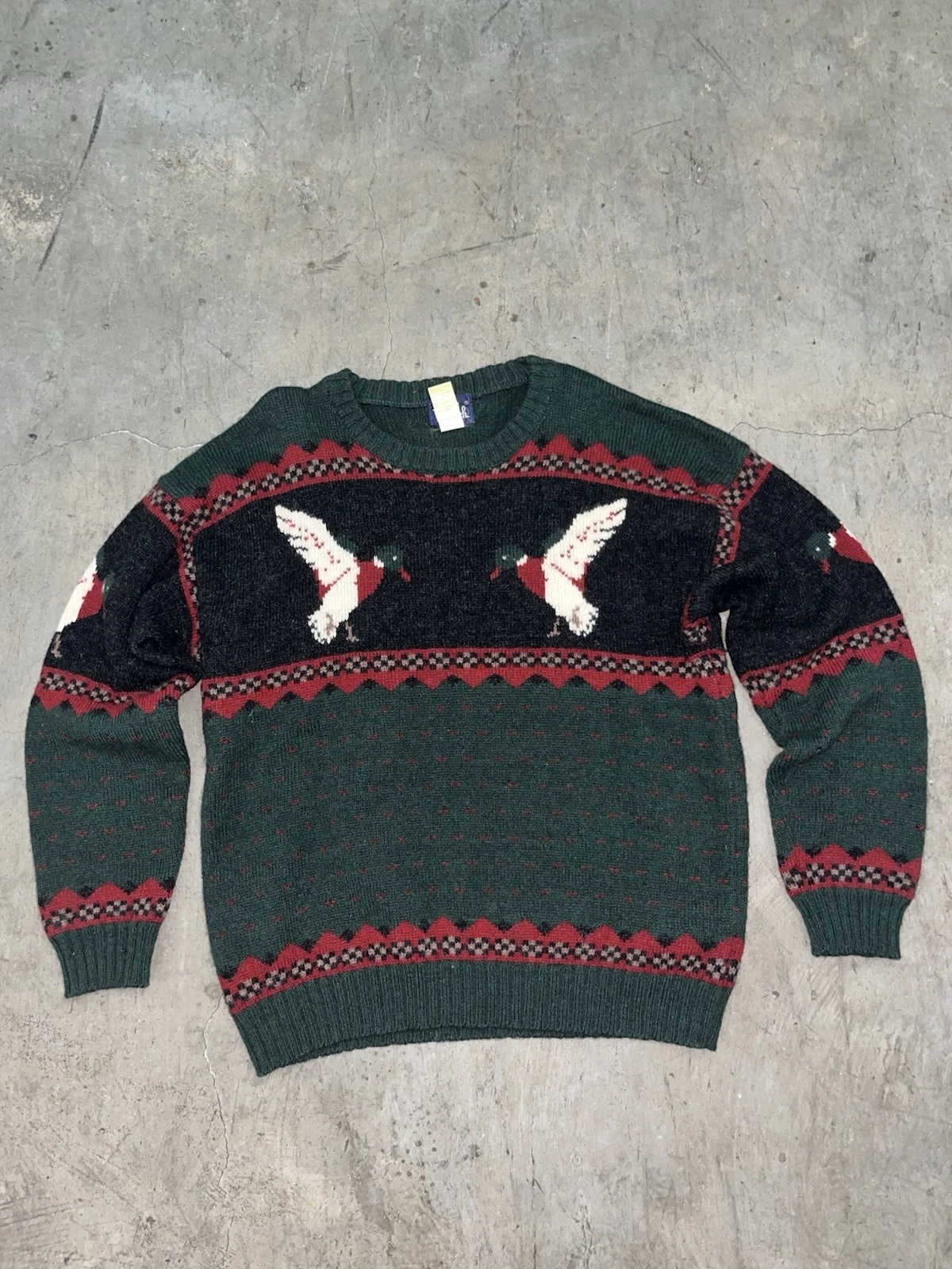 Vintage 90s Woolrich Mallard Duck Wool Knit Crewneck Sweater Men’s Size L
