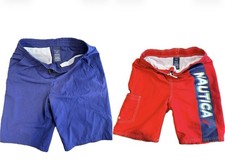 Boys swim trunks, swim wear, Large size 10-14 , Nautica, Red and blue, 2 pairs