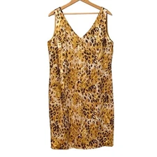Blushe Impressions Women's Leopard Print Silk Slip Dress Size 16 vintage 90s