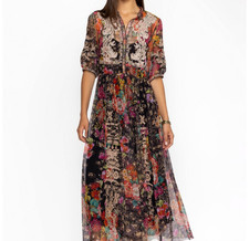 Johnny Was Mazzy Shirt Maxi Mesh Dress Wild Gardenia Embroidered S;NWT
