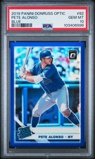 2019 Donruss Optic Pete Alonso Blue Rated Rookie Prizm RC / 75 PSA 10 GEM #82