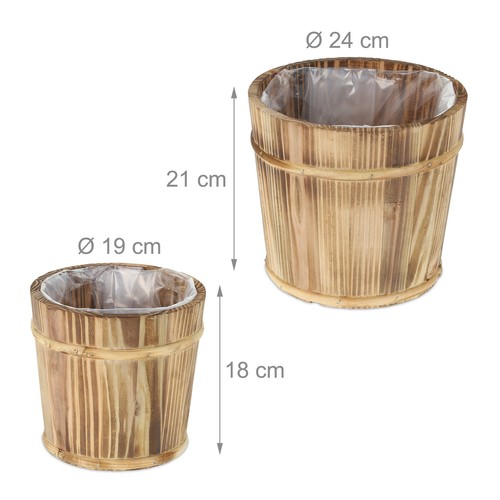 Vaso in legno da esterno Fioriere rotonde Contenitori per piante 2 pz. - Foto 4 di 8