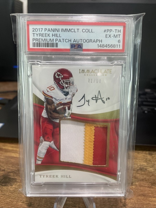 2017 Panini Immaculate Tyreek Hill Premium Patch Autograph PSA 6 #/99 SP On-card