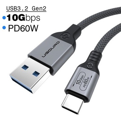 USB 3.2 USB-C to USB-A Cable 60W Fast Charge 10Gbps Data Cord for Hard Drives