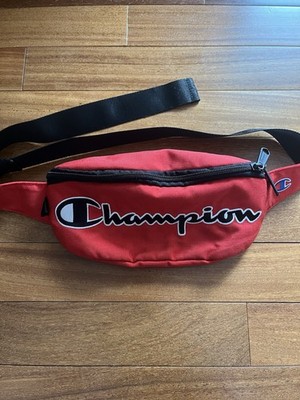 Champion Red Black Logo Sling Shoulder Waist Fanny Pack Bag Adjustable Strap