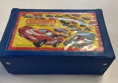 1978 Vintage Matchbox Carry Case Original Blue Trays holds 24 Models with Cars