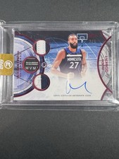2025-26 TOPPS THREE RUDY GOBERT  VETERAN 3 Patch Autographs /5 Red Minnesota