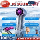 Mini Portable Handheld Turbo Fan USB Rechargeable Cooling Fan With 100 Speeds US