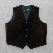 Wilsons Leather Mens Suede Vest XL Dark Brown Western Cowboy Biker