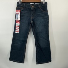 Wrangler Bootcut Jeans Boys Sz 10 Husky Dark Blue Denim Adjustable Waist NEW