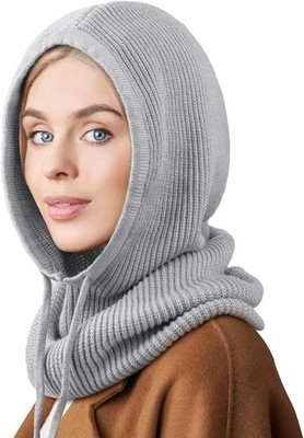 DRESHOW Wintermützen für Damen Balaclava Strickmütze Skull Cap mit Kordelzug Wa