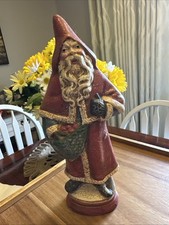 VTG Resin Santa Figurine In Folk Art Style Crackle Paint Finish