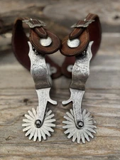 EH Bohlin Crockett Silver Engraved Spurs w/ Straps & Diablo Mfg. Co. Buckles