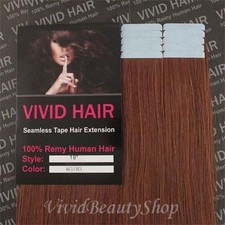10pcs 18" Remy Seamless Tape In Skin Weft Human Hair Extensions Light Auburn