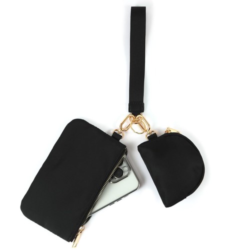 EKOLE Mini Zip Around Wristlet Keychain Wallet for Women Detachable Dual Pouc...