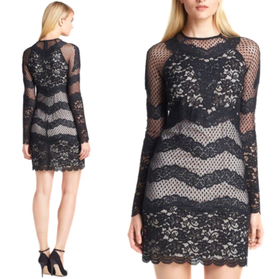 Diane Von Furstenberg DVF Violet Black Combo Mixed Lace Sheath Dress Size 0  $525 | eBay