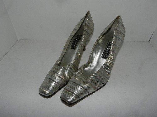 J Renee Pumps Größe 12M Bronze Gold Silber Gestreift Absatzschuhe