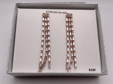 Rose Gold Over Sterling Silver Cubic Zirconia Dangle Earrings MSRP 325