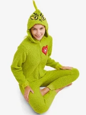 The Grinch Union Suit Pajamas One Piece Costume Women S M L XL 2X 3X Christmas
