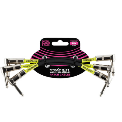 Ernie Ball 6'' Angle / Angle Patch Cable 3-Pack - P06050